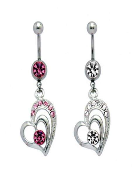 

d00392 2 colors heart style belly ring belly button navel rings body piercing jewelry dangle accessories fashion charm9656472, Silver
