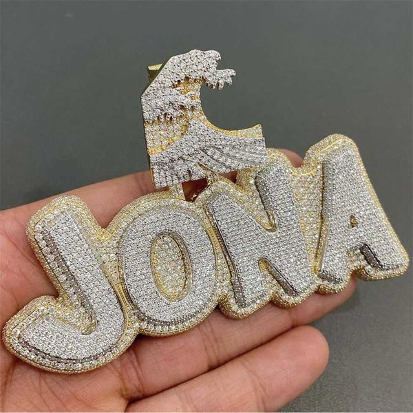 

buss down iced out hip hop initial moissanite name pendant letter pendant custom name necklace, Silver