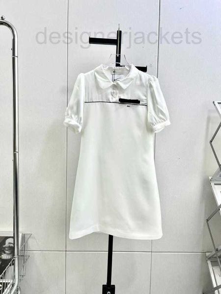 

basic & casual dresses designer 23 summer new academy style sweet age reducing polo neck bow bubble short sleeve dress yh0d, Black;gray