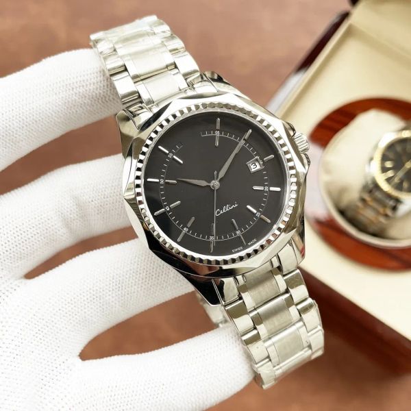 

mens women automatic mechanical movement watches deluxe black blue ceramic sapphire dial jubilee bracelet watch relojes de lujo para hombre, Slivery;brown