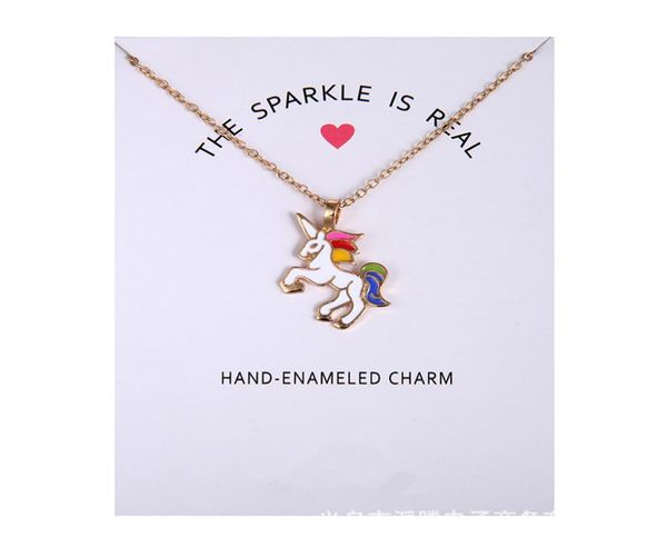 

no dogeared logo fashion jewelry new arrived gold color glaze the sparkled is real unicorn horse animal clavicle pendant necklace 2149343, Silver
