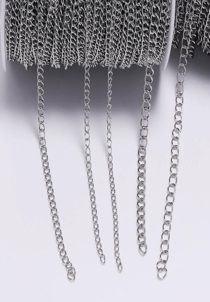 

5mlot 12 22 24 30 40 mm stainless steel bulk jewellery chain for diy jewelry making necklace earring findings accessories2106393, Silver