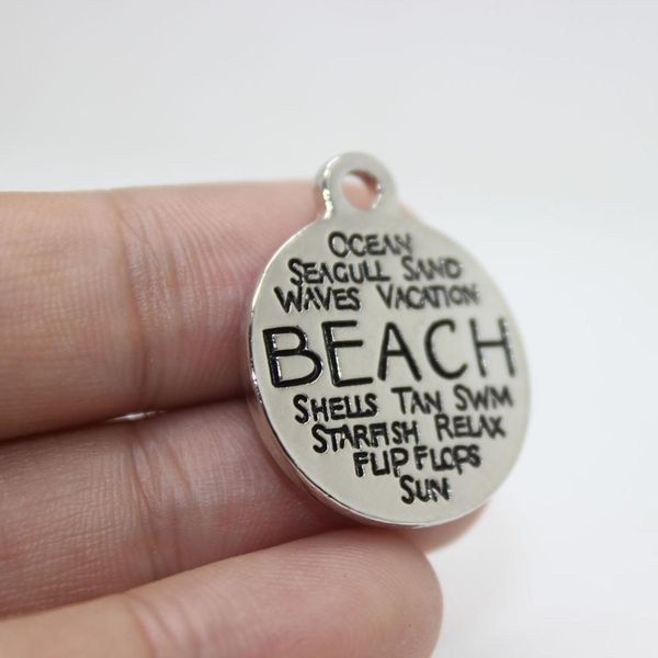 

new arrivals 15pcs22mm beach zinc alloy white k charms word collage charms pendant for necklace bracelet diy jewelry7491249, Bronze;silver