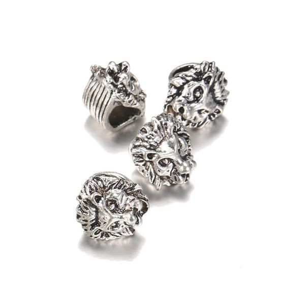 

100pcslot lion charms for jewelry diy making antique sliver color tibetan lion head bead spacer beads for bracelet making finding3099396, Black