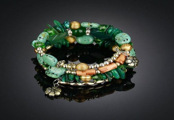 

new arrival boho multilayer bracelet set charm corlorful natural stone bead braclet for women summer casual jewelry friendship bra9900342, Black