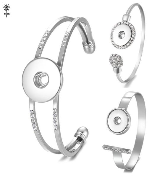 

ginger snap charms open with crystal for 18mm button interchangeable bangle jewelry for female6074698, Black