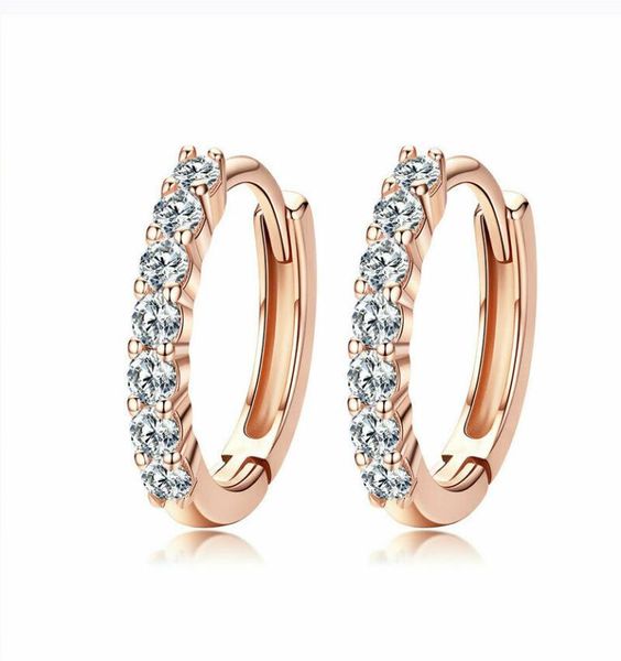

authentic 925 sterling silver pave setting huggie hoop earrings for women girls gifts2987462, Golden;silver