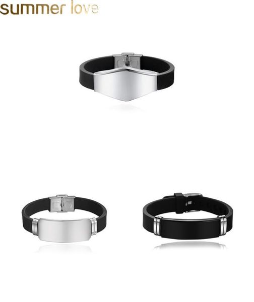 

engravable lettering silicone stainless steel bracelets couple lovers women men bracelets bangles gifts jewelry event exhibi5693322, Golden;silver