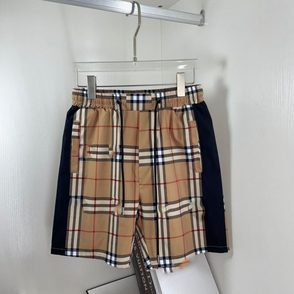 

men's shorts black and yellow plaid stripe brand beach swimming trunks classic multiple styles pure cotton breathable wrinkle resistant, White;black
