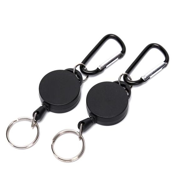 

key ring keyring steel cord black wire rope keychain badge reel retractable recoil anti lost ski pass id card holder 6532cm9606545, Silver