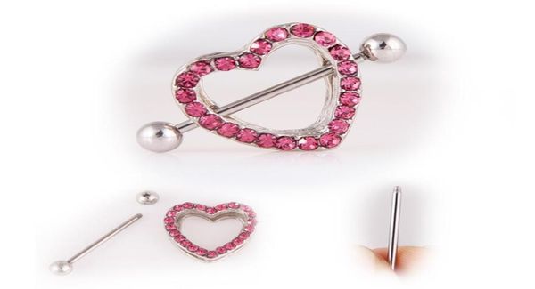 

selling 3 color double peach heart breast ring love diamond body nail piercing jewelry 3590618, Silver