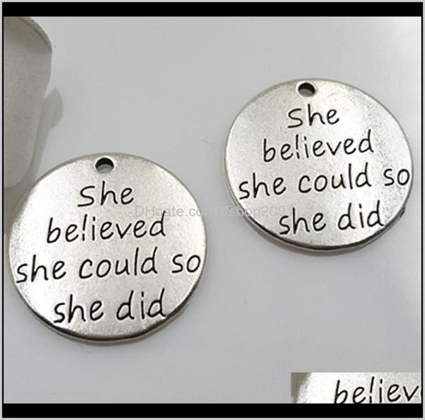 

antique sier word mes believed could so she did charms letter engraved pendant inspirational jewelry izuaz p2tfc7963473, Bronze;silver