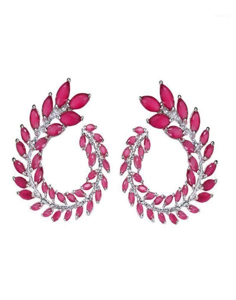 

dangle chandelier colorful cubic zirconia olive branch leaves earrings for women desginer trend wedding jewelry summer statement8394744, Silver