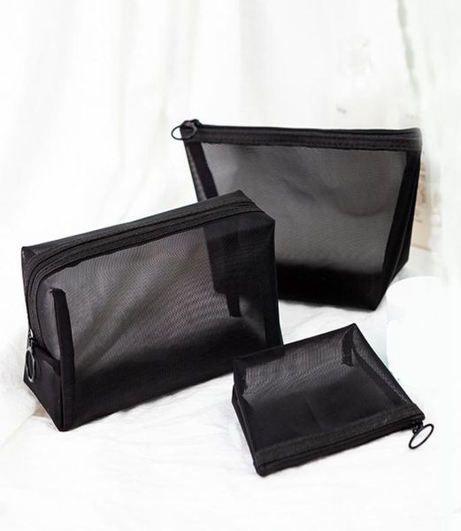 

black transparent cosmetic bag portable travel makeup case zipper make up organizer storage pouch toiletry wash bag rra18819942913