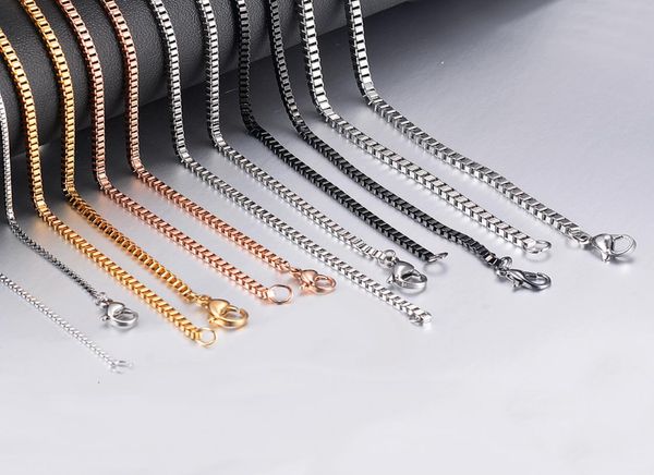 

2mm25mm3mm 1pc width stainless steel box chain necklace diy jewelry making men women jy4d6388248, Silver