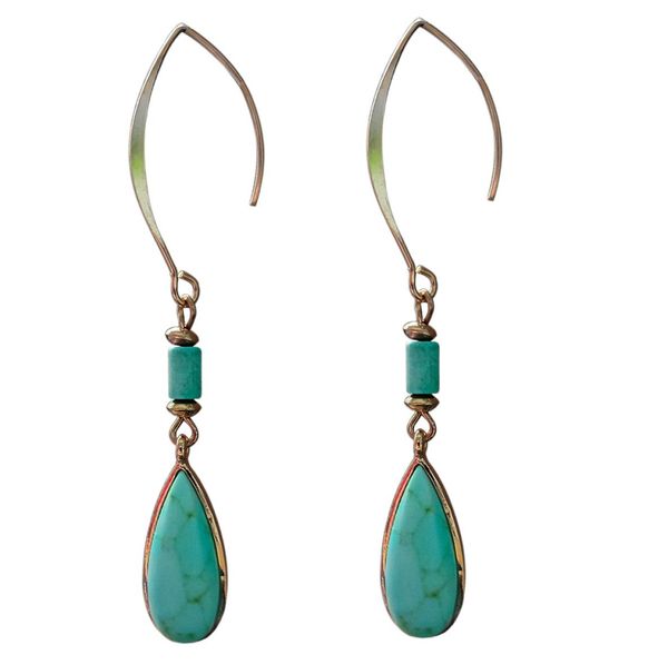 

fashion gold color water drop natural stone white green turquoise dangle earrings jewelry for women8346858, Silver