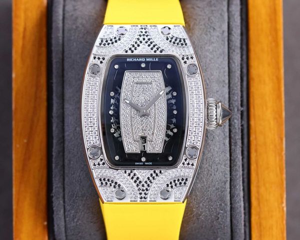 

fantastic diamond r i c h a r d luxury super style female wrist watches rm007 rm07-01 montre designer high-end quality iced out bezel for wo, Slivery;brown