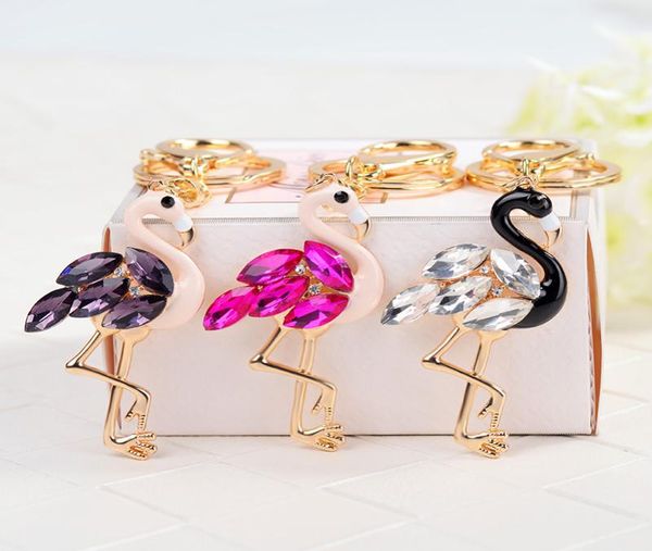 

flamingo keychains rings rhinestone fashion car key charm pendant animal keyrings bag jewelry accessories fashion men women key ch4862602, Slivery;golden