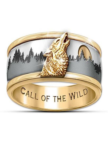 

copper plated silver exquisite twocolor forest wolf ring aggressive fashion wolf totem universal ring for men and women2937437