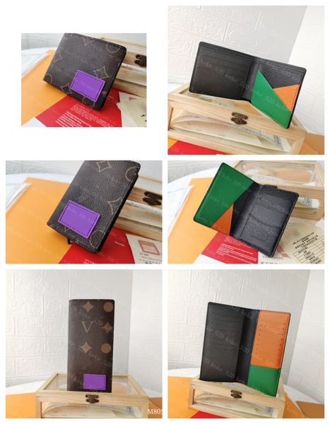 

2023 new pocket organizer real leather wallet men day cluch designer wallets card holder m45787 m45789 m80523, Red;black