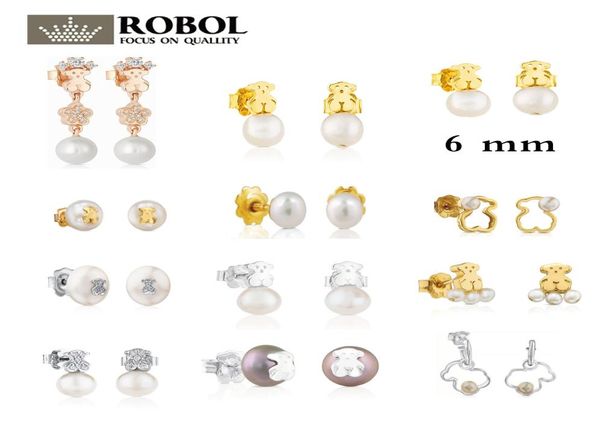 

whole 925 sterling silver plated 14k rose gold spanish spinel and diamond fashion bear gems pearl earrings jewelr6116743, Golden;silver