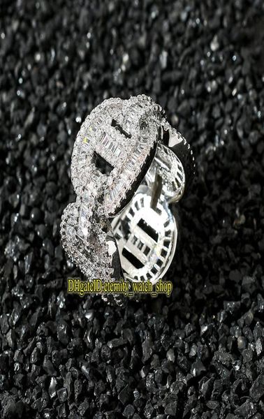 

european and american new ring cuban chain chain ring real gold plating microinlaid with cz diamonds hip hop iced out diamond men1737840, Silver