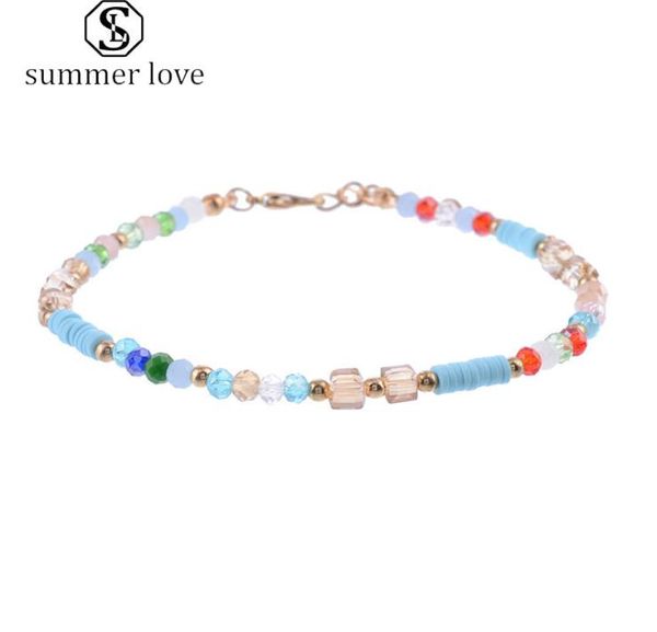 

fashion colorful crystal bead anklets for women barefoot sandals foot anklet bracelet bohemia summer beach charm bead jewelry gift8859062, Red;blue