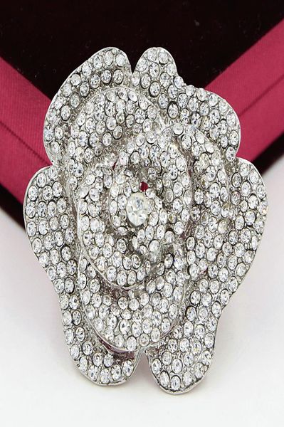 

24 inch large vintage silver tone diamante crystals rose brooch luxury design wedding broaches selling elegant wedding pin3602579, Gray