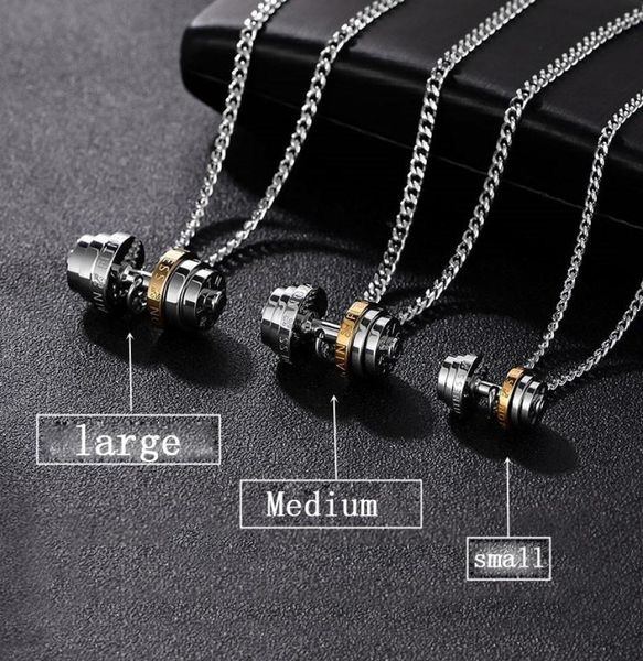 

barbell steel color stainless steel necklace mens couple pendants fitness sport man fitness accesories jewelry on the neck pride4908372, Silver