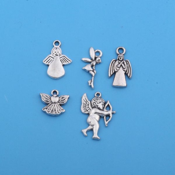 

150pcs antique silver mix angel charms pendants for diy jewelry making necklace bracelet a-431, Bronze;silver