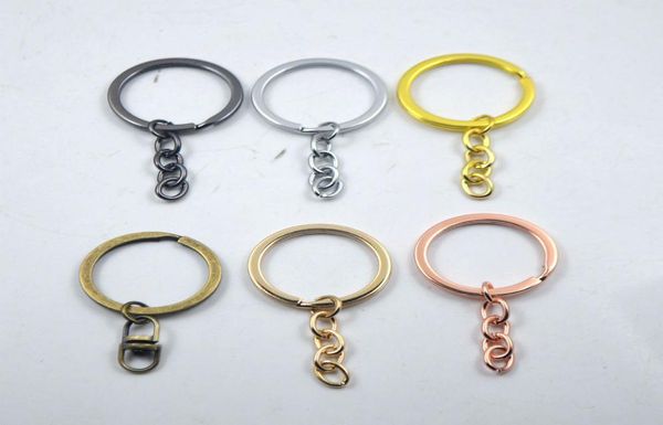 

jewelry accessories key chain key ring bronze rhodium gold color 30mm long round split keyrings keychain jewelry making whole3660678, Silver
