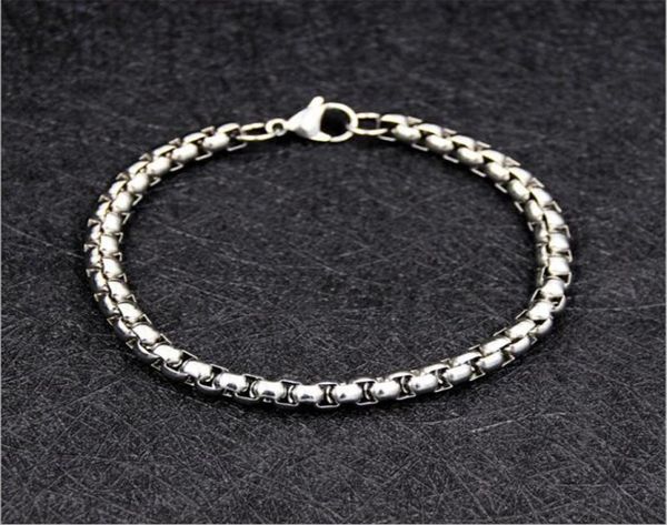 

whole 4mm 6mm 316l stainless steel square pearl chain bracelet length 21cm fashion men039s party jewelry 6210257, Black