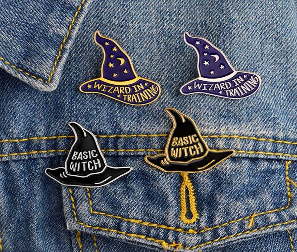 

wizard in training basic witch hat brooches button pins denim jacket pin badge for bag tshirt jewelry gift for kids friends7160758, Gray