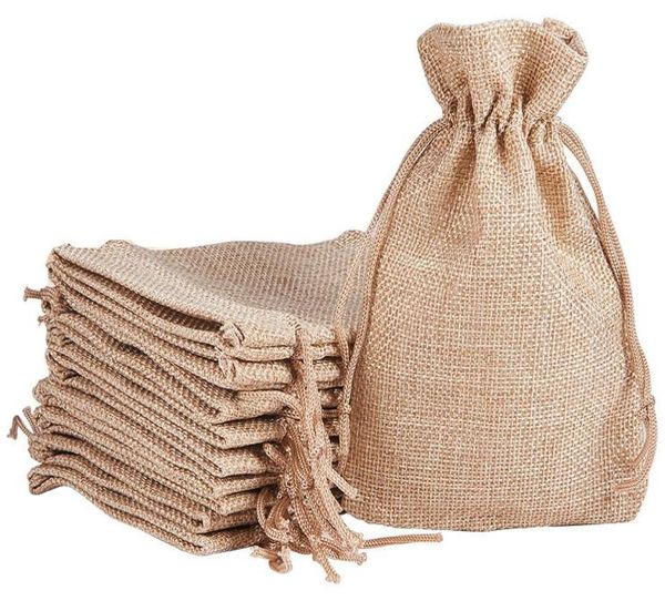 

7x9cm 9x12cm 10x15cm 13x18cm original color mini pouch jute bag linen hemp jewelry gift pouch drawstring bags for wedding favorsb5280279, Pink;blue