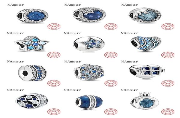 

new blue crown star clip winter crystal elevated beads fit original charms silver 925 bracelet bead jewelry making3430799, Blue;slivery