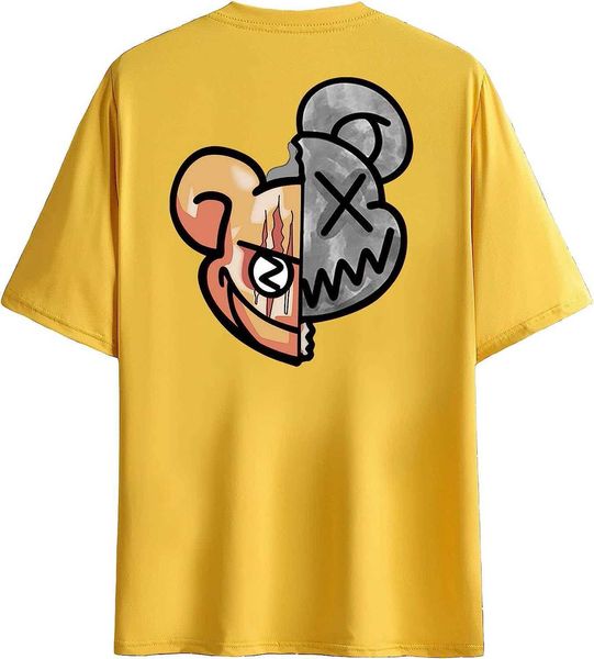 

pattern men's cartoon short sleeve t-shirt round neck casual t-shirt e, White;black