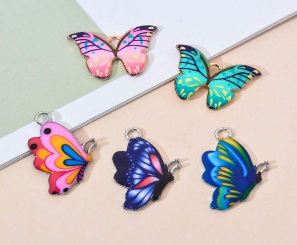 

10pcslot of colorful alloy drip butterfly charms animal earrings findings connectors diy jewelry accessories for women5110472, Silver