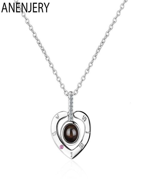 

2 colors love heart shaped 925 sterling silver necklaces zircon projection meaningful necklaces for women gift5454223
