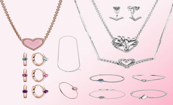 

fahmi 2021 valentine's day 925 silver colours solitaire huggie hoop earrings swirl heart necklace t-bar chain bracelet9787296