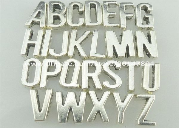 

2set52pcs spacer bead pendant alphabet letter for 6mm belt rope bracelet choker7819754, Silver