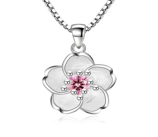 

2018 woman jewelry cherry blossom flower pendant necklace with corrugated chain necklaces new arrival vintage necklaces8174778, Silver