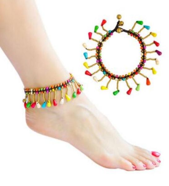 

bohemian style bells and stones bracelets summer beach anklets trendy anklets ankle anklet bracelet barefoot sandal foot jewe1100363, Red;blue