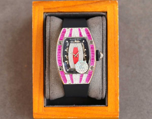 

fantastic diamond r i c h a r d luxury super style female wrist watches rm007 rm07-01 z factory montre designer high-end quality iced out be, Slivery;brown