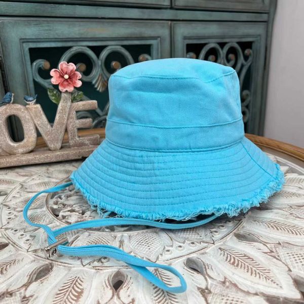 

designer bob jacq metal brim jacquemes luxury jacquemly women summer jacquemu wide visor hats le bucket artichaut hat woman brand hats, Blue;gray