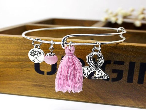 

breast cancer awareness pink ribbon charm bracelet or ethnic silver bracelet evil turkish eyes hamsa hand expandable bangle bracel4283427, Black