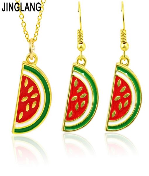 

jinglang fruit jewelry set necklace earring jewelry sets for girls watermelon earrings and pendant necklace jewelry sets8993836, Silver