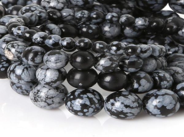 

8mm snowflake obsidian loose beads round 4 6 8 10mm natural stone beads for jewelry making diy bead bracelet necklace 213936, Black