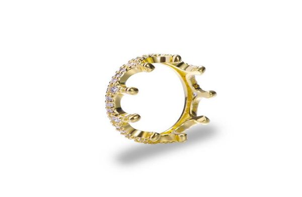 

women mens 18k yellow gold ring set original box for pandora 925 sterling silver exotic crown lovers couple ring2112294