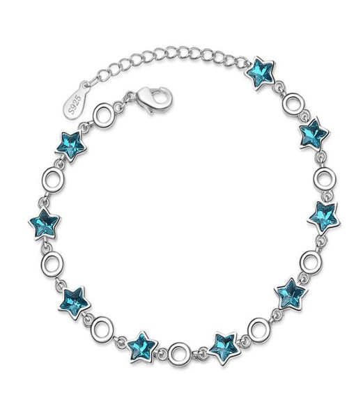 

v331 bracelet female japanese and korean style net celebrity simple blue fivepointed star artificial crystal hand jewelry9396712, Golden;silver