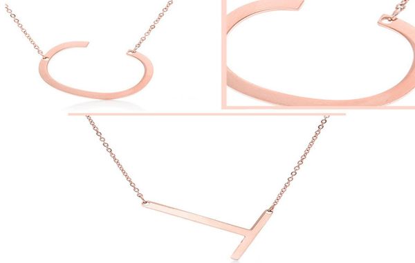 

new jewelry 26 english letter pendant trichromatic stainless steel necklace accessories short style collarbone chain whole7245561, Silver
